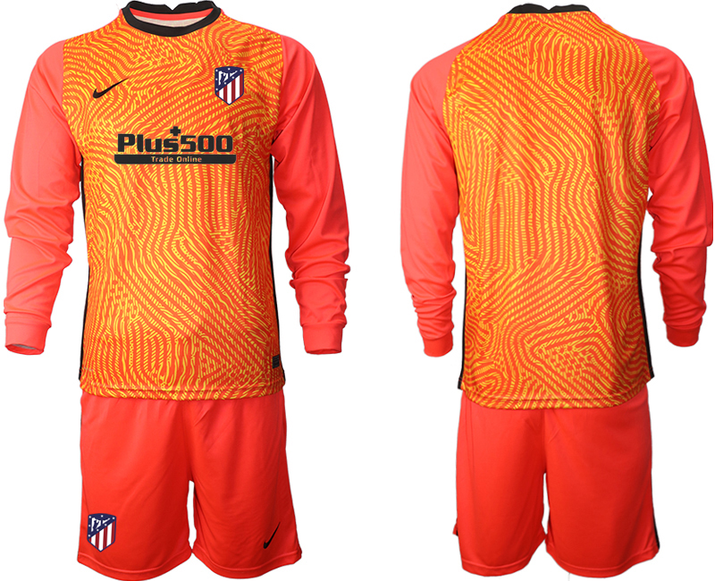 2021 Men Atletico Madrid red goalkeeper long sleeve soccer jerseys